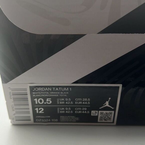 Nike Jordan Tatum 1 White | Orange| Black Home Team DZ3324 108 NWB Men Size 10.5 - Picture 7 of 13